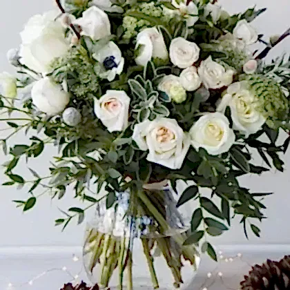 White Roses and Eucalyptus Bouquet