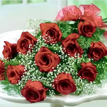 Luxury 12 red roses bouquet for gift Next Day Delivery UK
