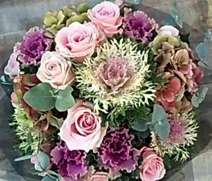 Bouquet With Pink Roses KaleBouquet Next Day Delivery 10% off