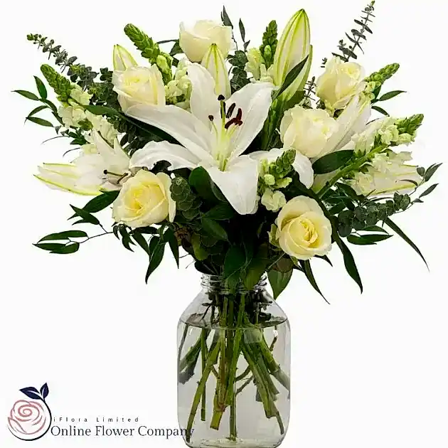 White Lily Rose Bouquet