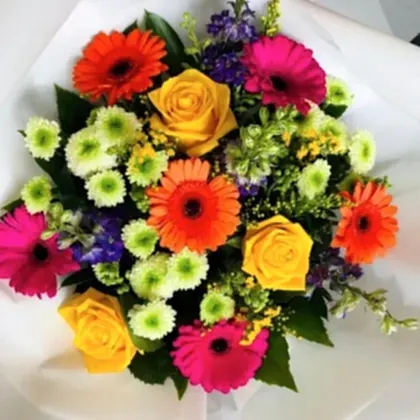 Gerberas, Roses, Chrysanthemums Mixed Flower Bouquet - Luxury