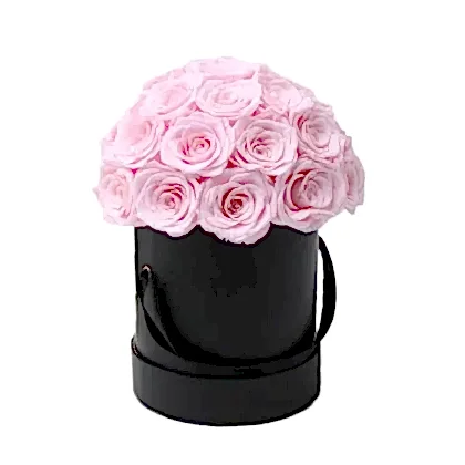 Luxury Pink Roses Flower Bouquet Hat Box Delivery