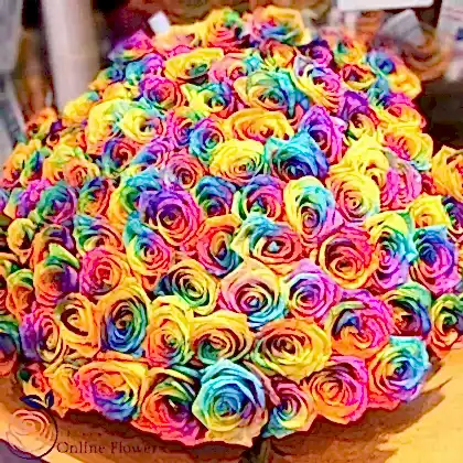 Rainbow Roses Hat Box