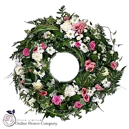 Pink and White Dried Floral Wreath