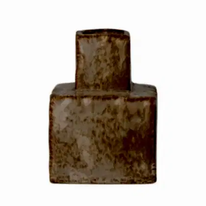 Square Beige Textured Ceramic Vase