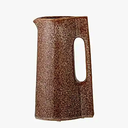 Brown Ceramic Pitcher Vase with Handle