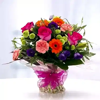Gerbera and Rose Bouquet - Vibrant Pink Gerbera Daisies and Roses for Special Occasions