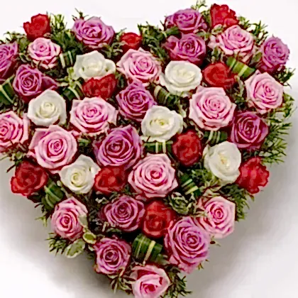 Cheap Price Pink Rose Funeral Heart Tributes | Wreaths | Flowers
