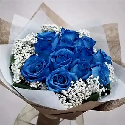 12 Blue Rose flower bouquet