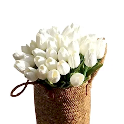 tulips hand tied Basket
