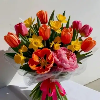 Tulip Daffodil Peony Bouquet Delivery Easter Sunday – Fresh Spring Flowers for Easter
