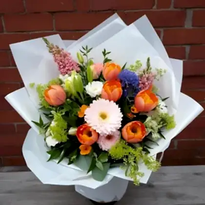 Easter Orange Tulip Bouquet Delivery - Modern Spring Burst for Easter Celebrations